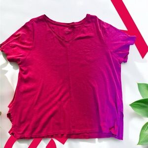 Pink V-Neck Relaxed T-Shirt